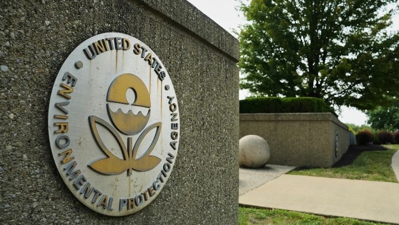 EPA seal mounted on exterior wall of government building