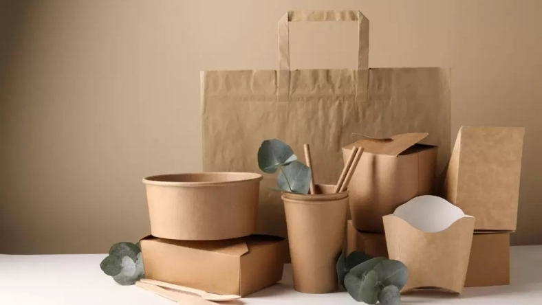 Recyclable paper food packaging including cups, boxes, and paper bags